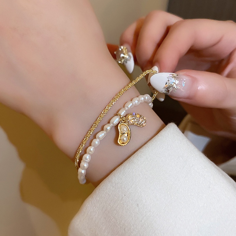 Vòng đeo tay RINHOO đính đá ngọc trai giả thời trang dành cho nữ