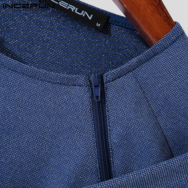 Áo thun INCERUN tay dài màu trơn thời trang dành cho nam