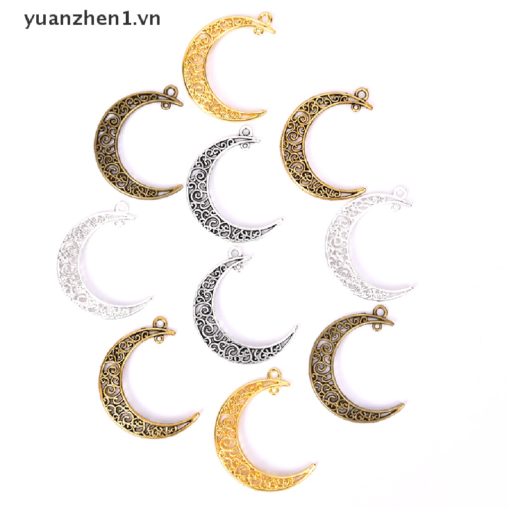 Set 10 Mặt Dây Chuyền Hợp Kim Hình Mặt Trăng Cổ Điển Tự Làm Trang Sức Thủ Công