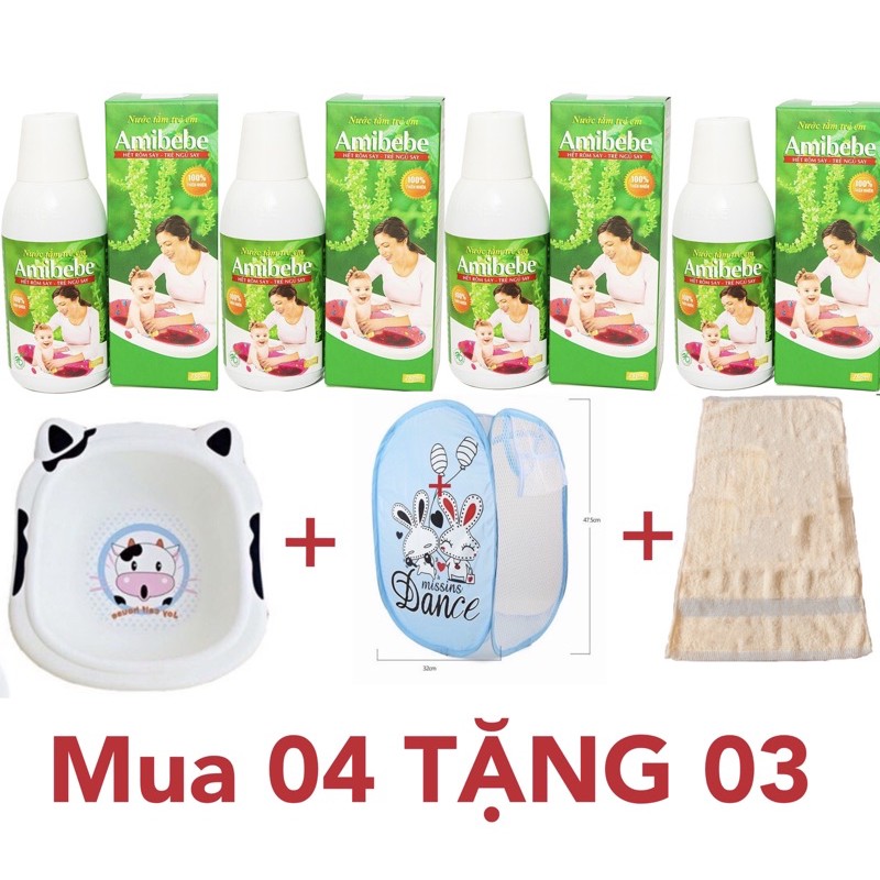 nước tắm thảo dược trị rôm sảy cho bé Amibebe 250ml TẶNG quà