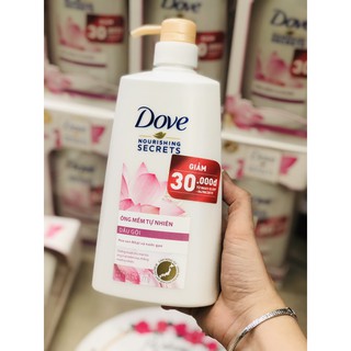 Dầu gội Dove Ống Mềm Tự Nhiên Hoa sen Nhật và nước gạo 650g date mới