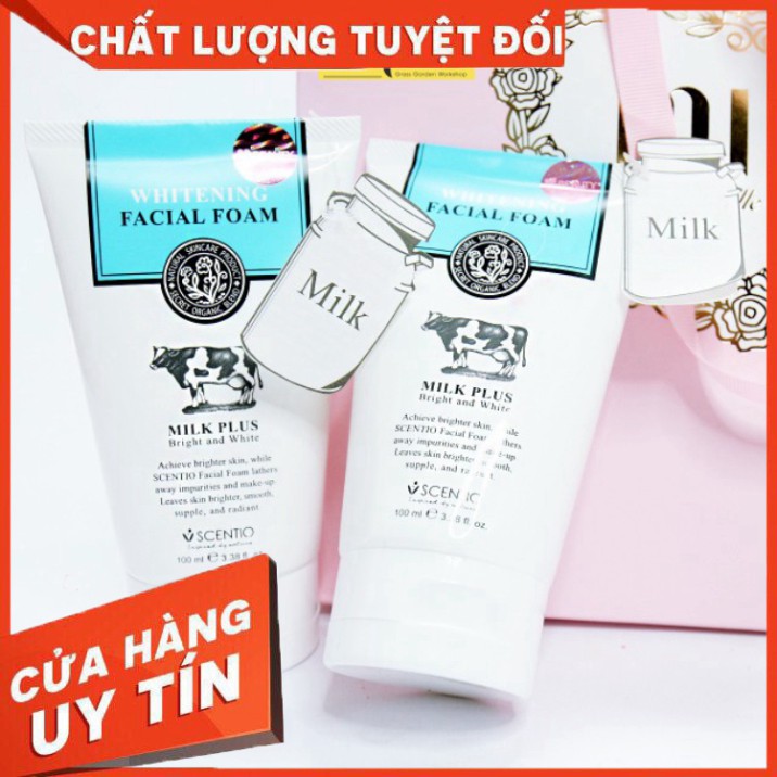 Sữa rửa mặt tạo bọt dưỡng trắng và trẻ hoá da Scentio Milk Plus 100 ml Beauty Buffet