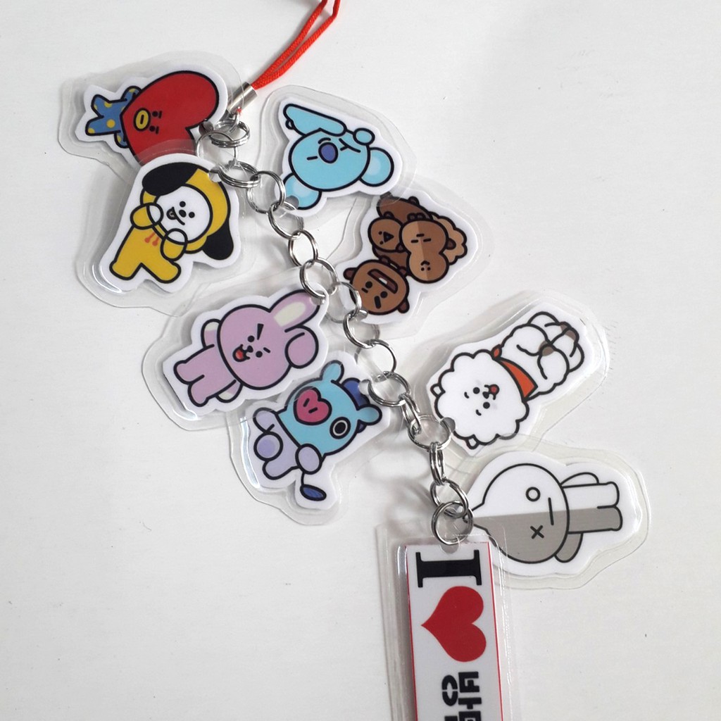 Móc khóa dây nhóm nhạc BTS (hình chibi BT21)