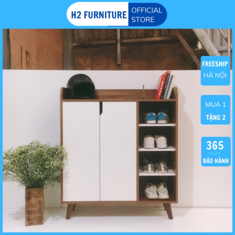 Kệ Tủ giày gỗ Mdf H2, tủ giày gỗ 2 cánh mở, 3 cánh mở hiện đại phủ melamin chống trầy, chống ẩm