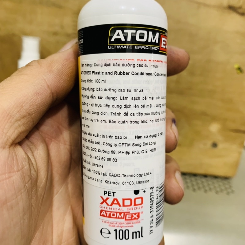 Dung Dịch Dưỡng Nhựa Nhám - Đen Bóng Vỏ Xe XADO ATOMEX Plastic and Rubber Conditioner Concentrate 100ML - Made in Xado