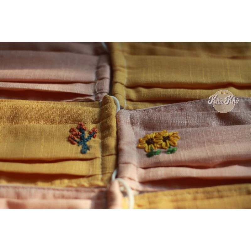 KHẨU TRANG VẢI LINEN THÊU TAY HANDMADE - ảnh chụp thật | BigBuy360 - bigbuy360.vn