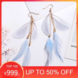 Đôi bông tai cánh chuồn phối lông vũ đẹp xuất sắc 🎉