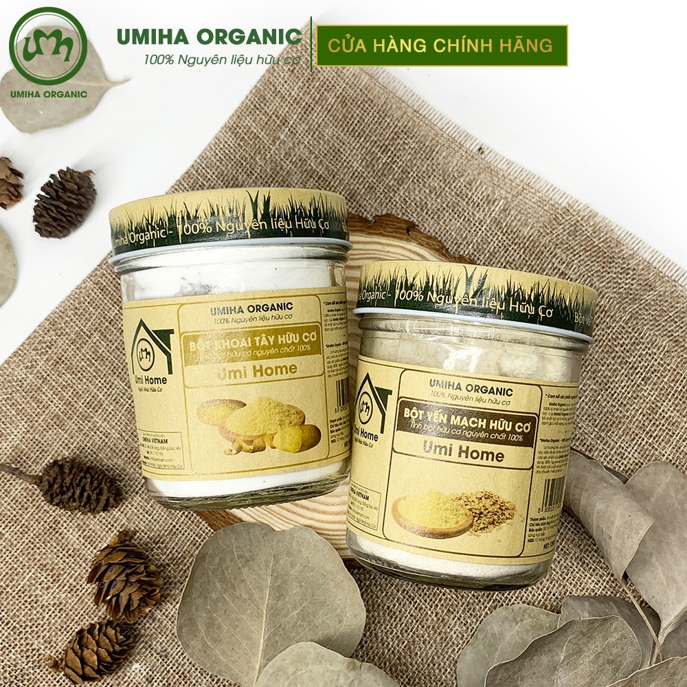 Combo 2 Bột dưỡng da UMIHA gồm Bột Yến Mạch (125g) và Bột Khoai Tây (125g) hữu cơ nguyên chất - Tặng Dầu Thầu Dầu 10ml