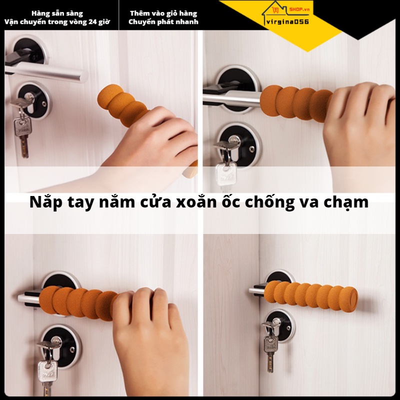 Hàng HotTay nắm cửa Tay nắm bảo vệ an toàn cho trẻ em Bọt mềm có hoa văn xoắn ốc để chịu nhiệt lạnh Hàng giao ngayVirgina056
