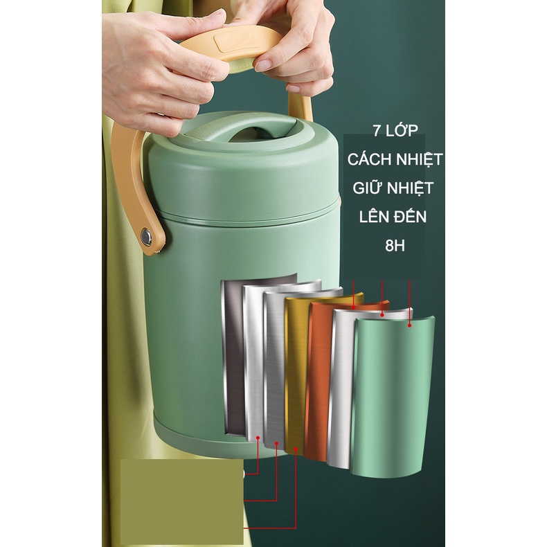 Hộp đựng cơm inox cao cấp FOOD 003 giữ nhiệt, cặp lồng đựng cơm 1 tầng, 2 tầng, 3 tầng