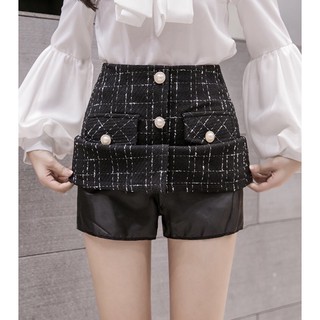 [SẴN-ẢNH THẬT] Chân váy dạ tweed nút ngọc tròn