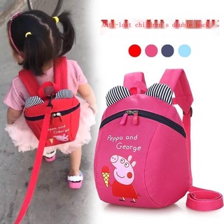Ba lô vải canvas hình heo peppa đáng yêu chống thất lạc dành cho bé