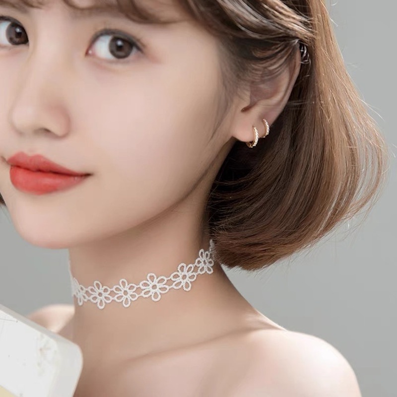 Vòng Cổ Choker Ren Hoa Trắng Thời Trang