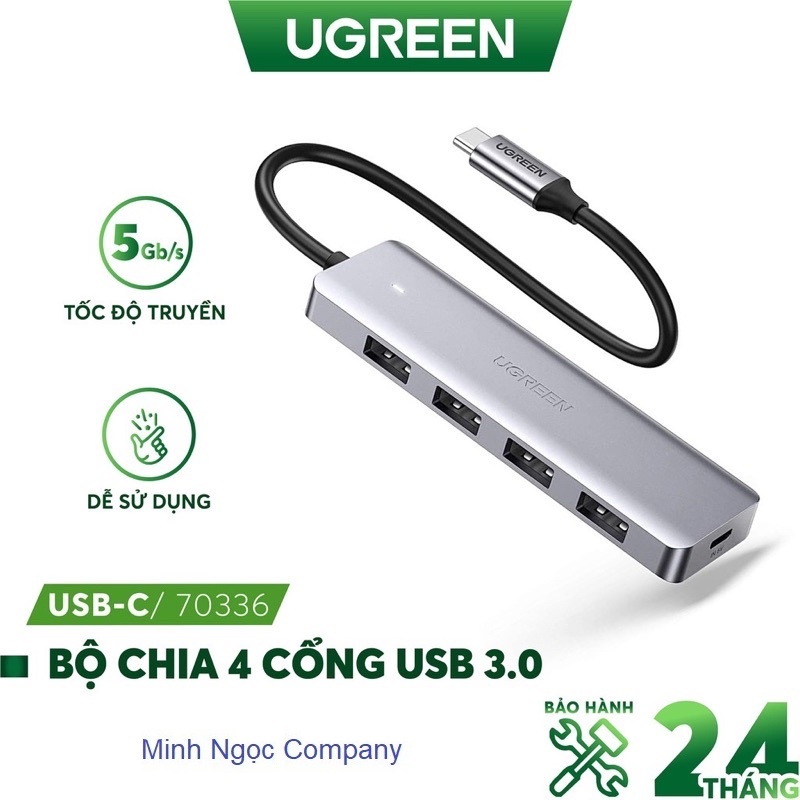 HUB bộ chia 4 cổng USB 3.0 từ Type C chính hãng Ugreen CM219 70336 - Bảo hành chính hãng 18 tháng