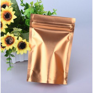 100Pcs Vàng Mờ Con Dấu Nhiệt Nhôm Lá Nhôm Mylar Túi Kéo Hai Mặt Màu Lá Nhôm Túi Tự Đứng Golden Matt Heat Seal Aluminum Foil Mylar Zipper Bag Double-Sided Color Aluminium Foil Bag Self Stand