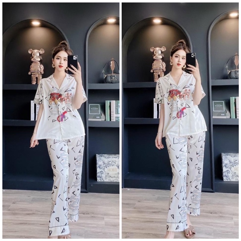 BỘ PYJAMA LỤA HOA DÀI QC CAO CẤP(sz 45-57kg))