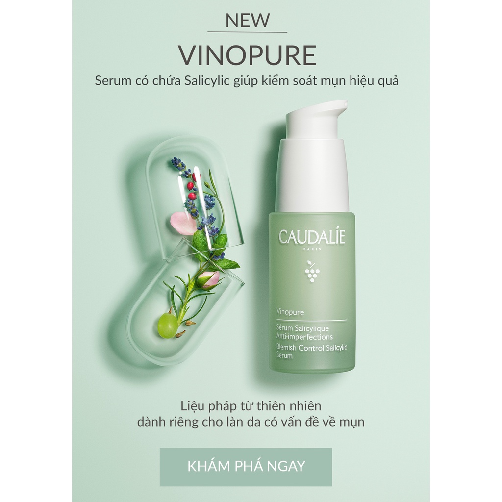 Serum cải thiện da mụn, cấp nước và chống lão hoá Caudalie Vinopure 30ml - Thương hiệu mỹ phẩm cao cấp từ Pháp