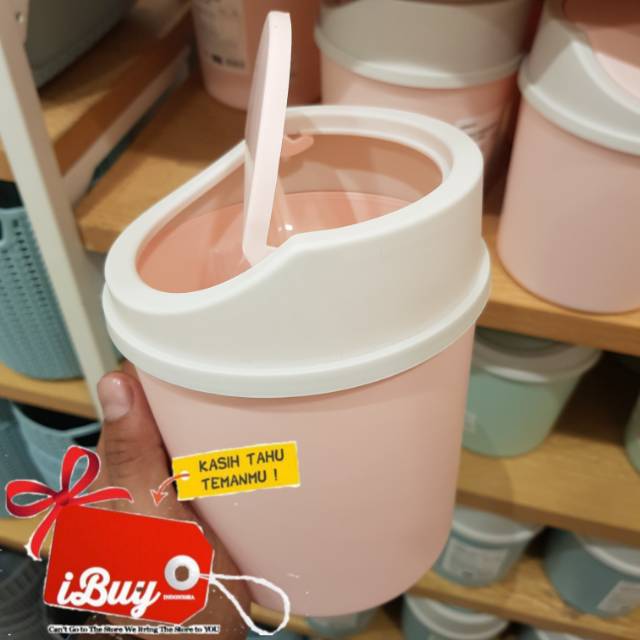 Miniso Thùng Rác Để Bàn Màu Hồng Thiết Kế Đơn Giản