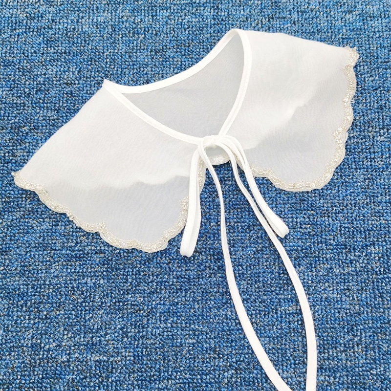 Cổ áo giả thắt dây màu trắng xuyên thấu cho nữ
 | BigBuy360 - bigbuy360.vn