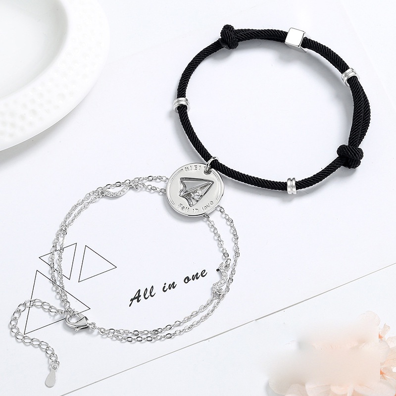 Vòng tay đôi MÁY BAY GIẤY couple cặp cho nam nữ ý nghĩa mang ước mơ bay xa