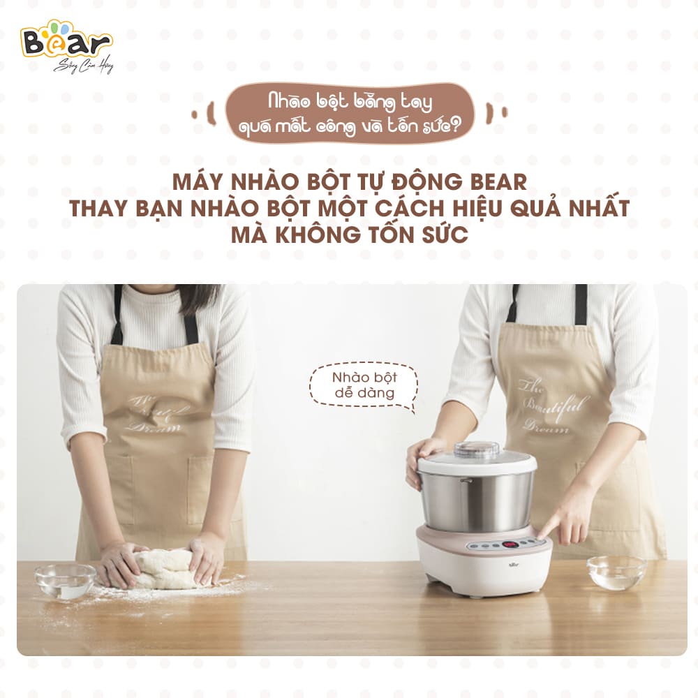 Máy nhào trộn bột Bear 5L DM-B50V1 nhồi và ủ bột đến 2,5kg có hẹn giờ tự động
