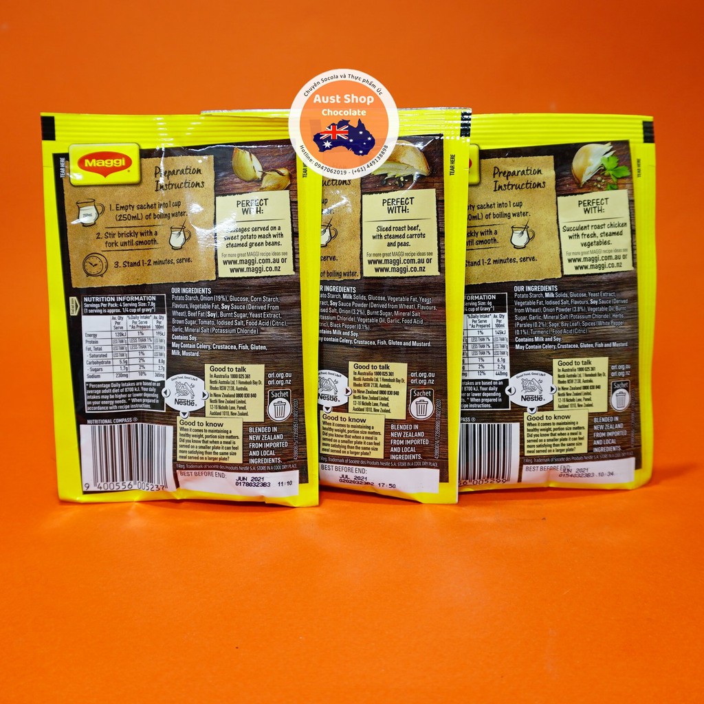 Bột Sốt Nâu Gravy Maggi Mix flavour (Pack 3 gói) - Gravy Sauce Powder Beef Steak (pack-3) - Aust Shop Chocolate