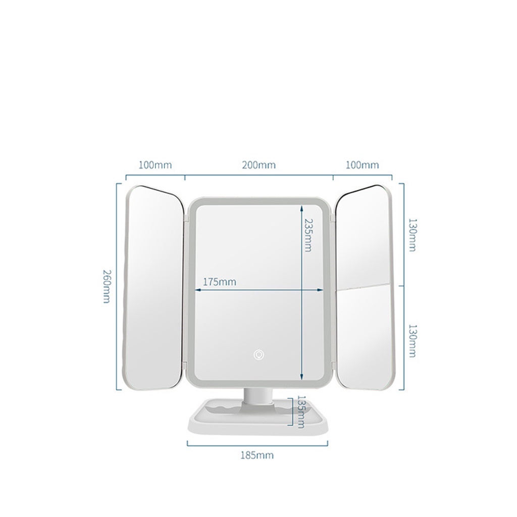 Bộ gương trang điểm gấp ba khúc có đèn led 52 bóng dành cho nữ