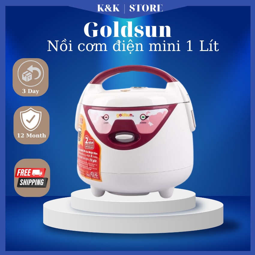 Nồi cơm điện mini 1 người Goldsun ARC-GW100, Nồi cơm điện mini 1 lít công nghệ nấu 3D | BH 12 tháng