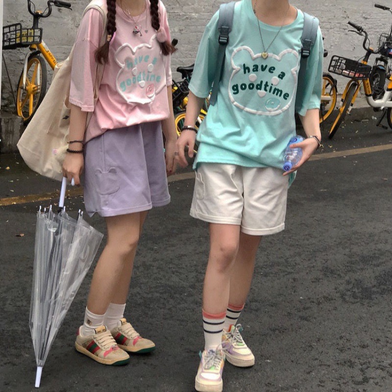 Quần Đùi Nữ Mặc Nhà Cotton Co Giãn Quần Ngủ Unisex Xuất Hàn Túi Gấu QD07