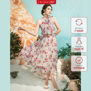 Đầm maxi hoa dập ly LEIKA