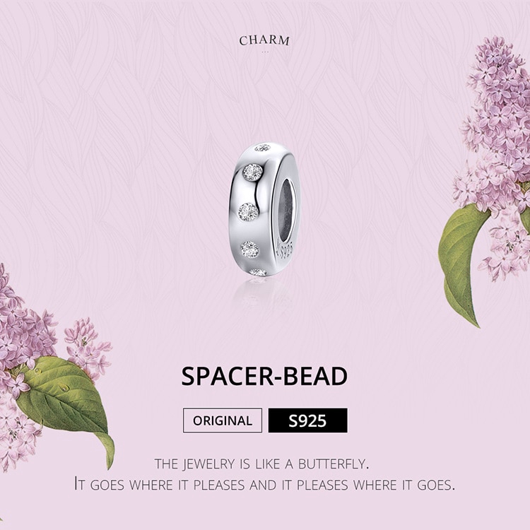 Hạt Charm Bamoer SCC1171 Phong Cách Tối Giản Đính Pha Lê Bằng Bạc 925 Thật Và Silicon