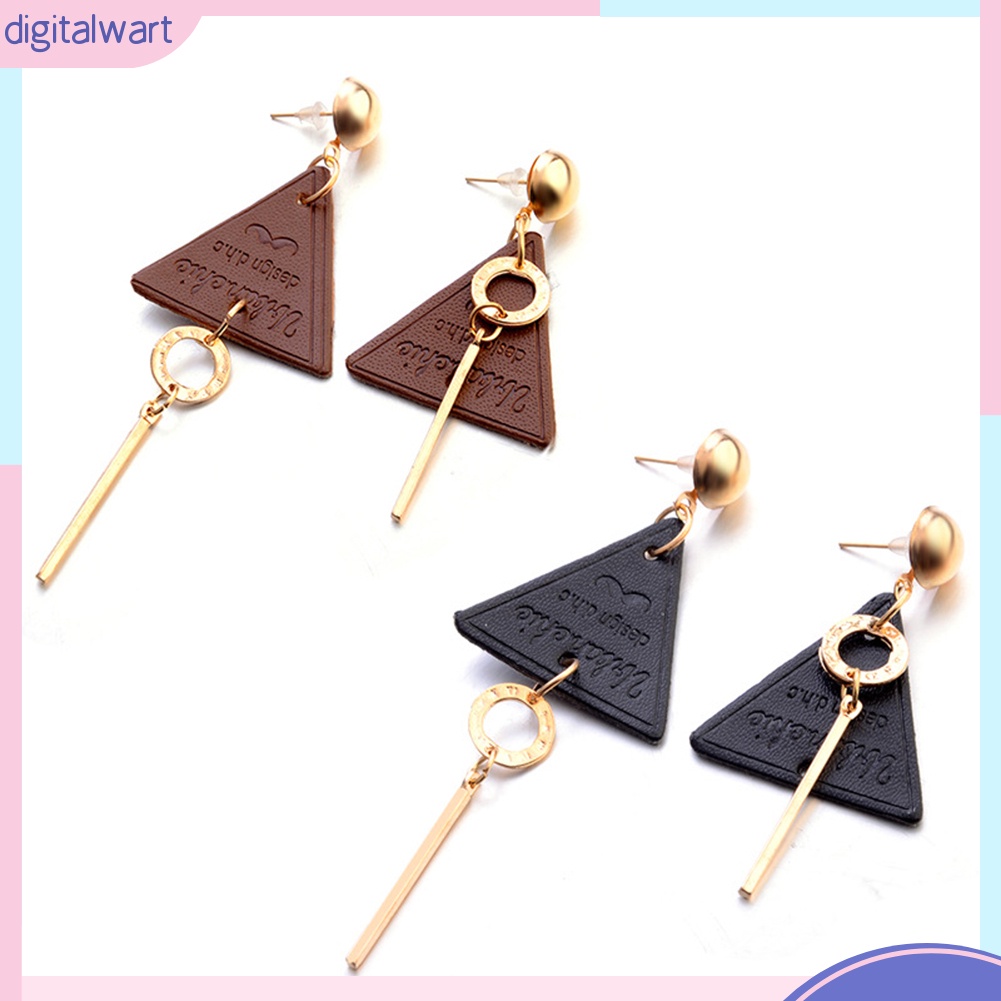 Đôi bông tai phối họa tiết da khắc chữ thời trang cho nữ