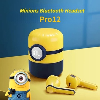 Tai nghe Bluetooth không dây Pro12 thiết kế hình Minion dễ thương