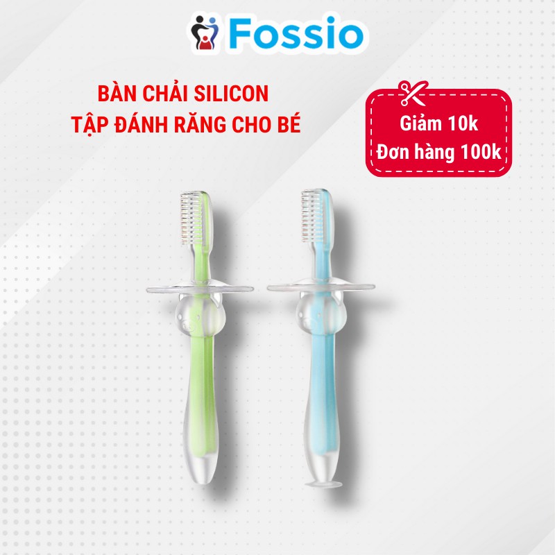 Bàn chải silicon cho bé tập đánh răng, chất liệu mềm mại có hộp kèm theo cho bé từ 1 - 3 tuổi FOSSIO E60