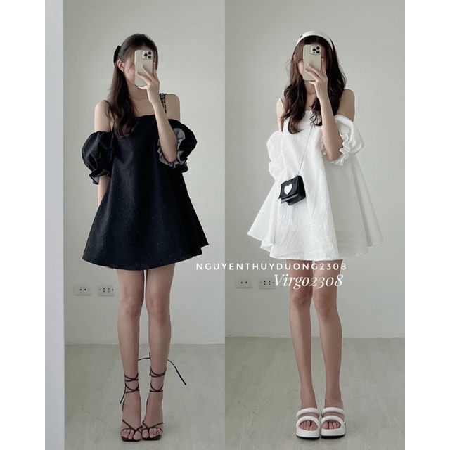 [NEW]ÁO VÁY XỐP GẤM TRỄ VAI TAY BỒNG “LAURA” TIỂU THƯ