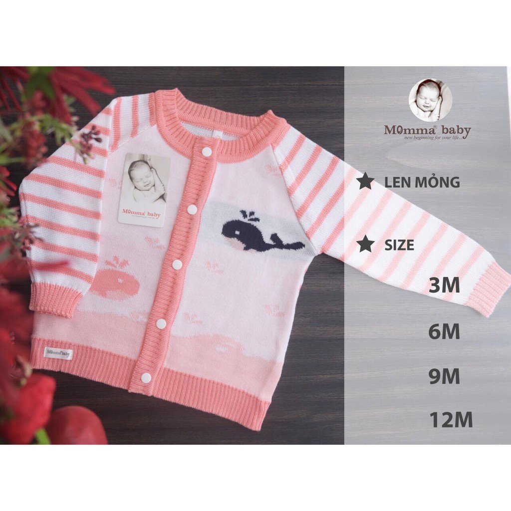 [Dễ Thương] Áo Len Bé Gái, Bé Trai Hãng Momma Baby, Size 3-12m, Hàng Made In Vn, Chất Len Mịn Đẹp