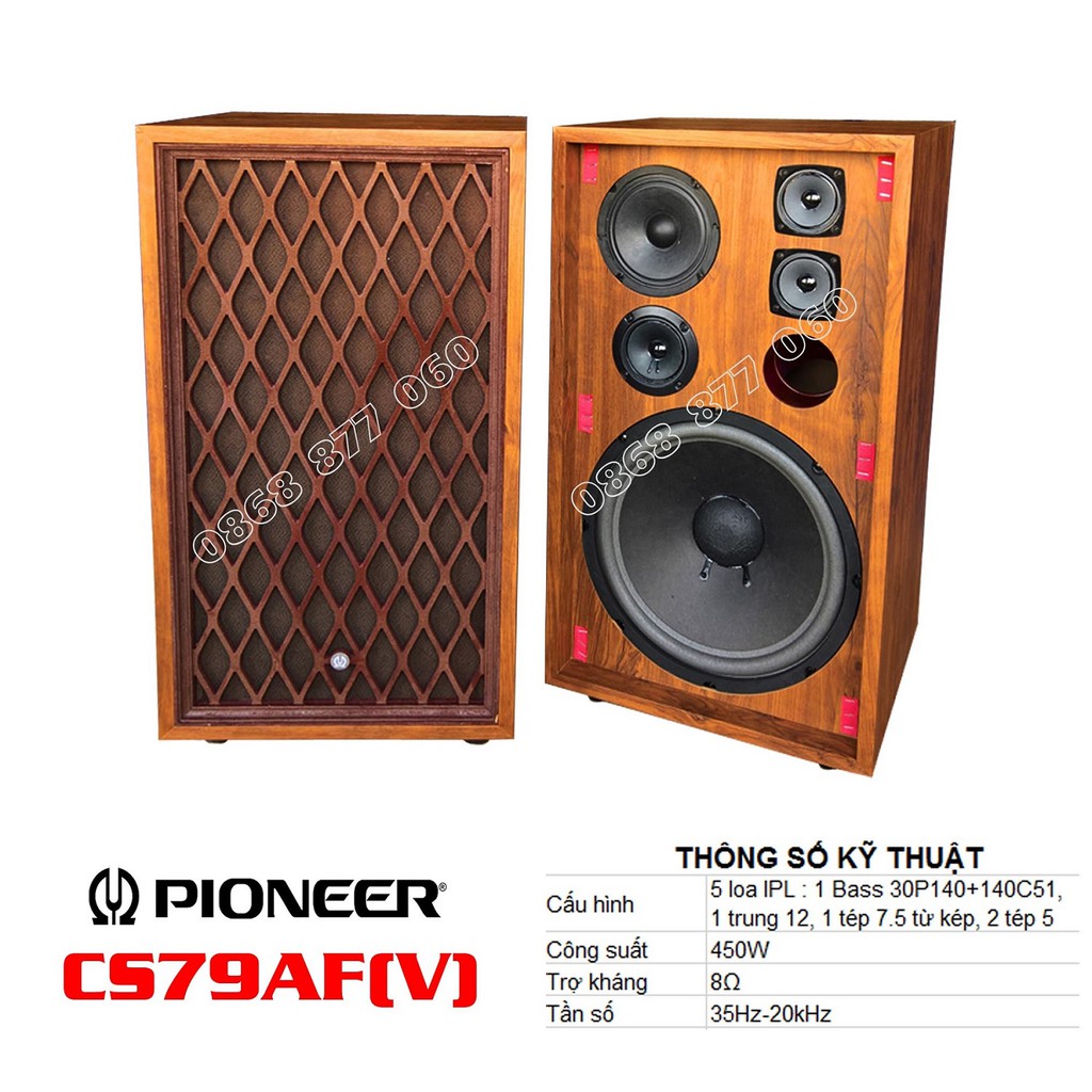 Loa Pioneer CS79AF(V), 5 loa 3 đường tiếng, bass 30