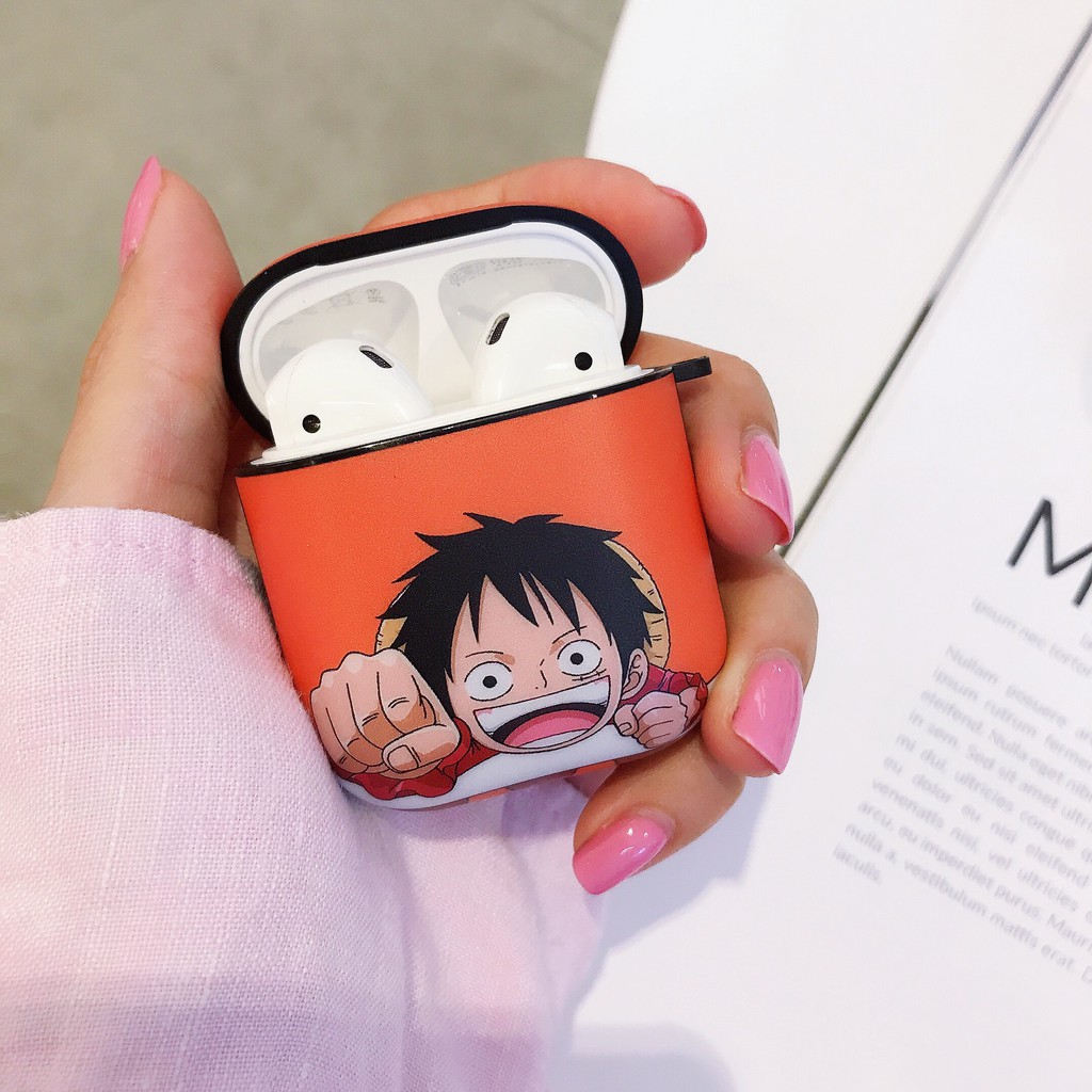 Vỏ Bảo Vệ Hộp Sạc Tai Nghe Airpods 1 / 2 Bằng Tpu Mềm Hình One Piece Luffy Zoro Ace Kèm Móc Treo