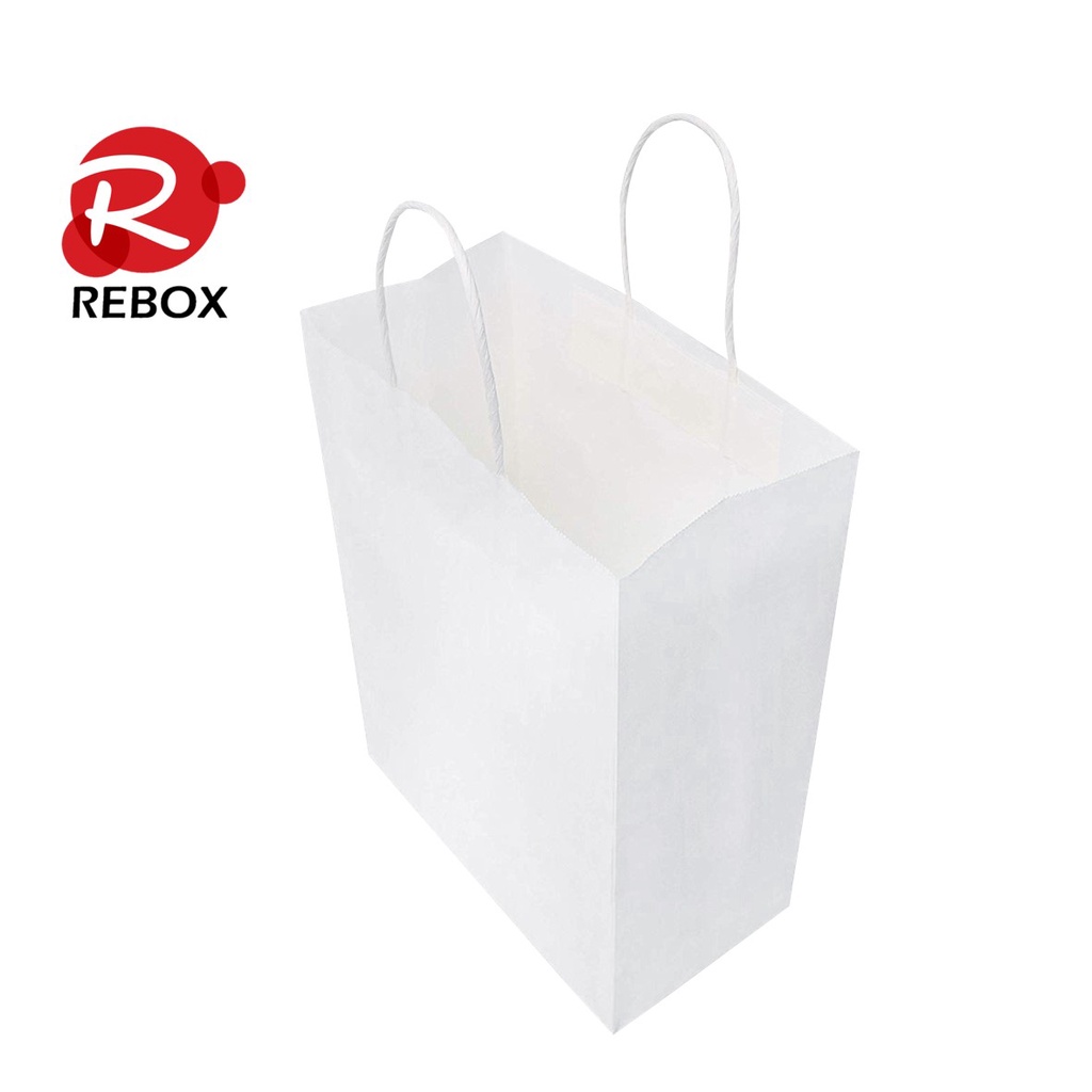 Túi giấy trắng có đai quai - Combo 25 túi kraft trắng trơn - hỏa tốc
