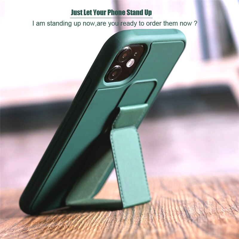 Candy Color Apple iPhone 12 Pro Max Soft Silicone+PC phone Case With Holder Ốp lưng iPhone 11 PorMax XR XS Max 7/8 Plus SE 20Mobile Phone Cover