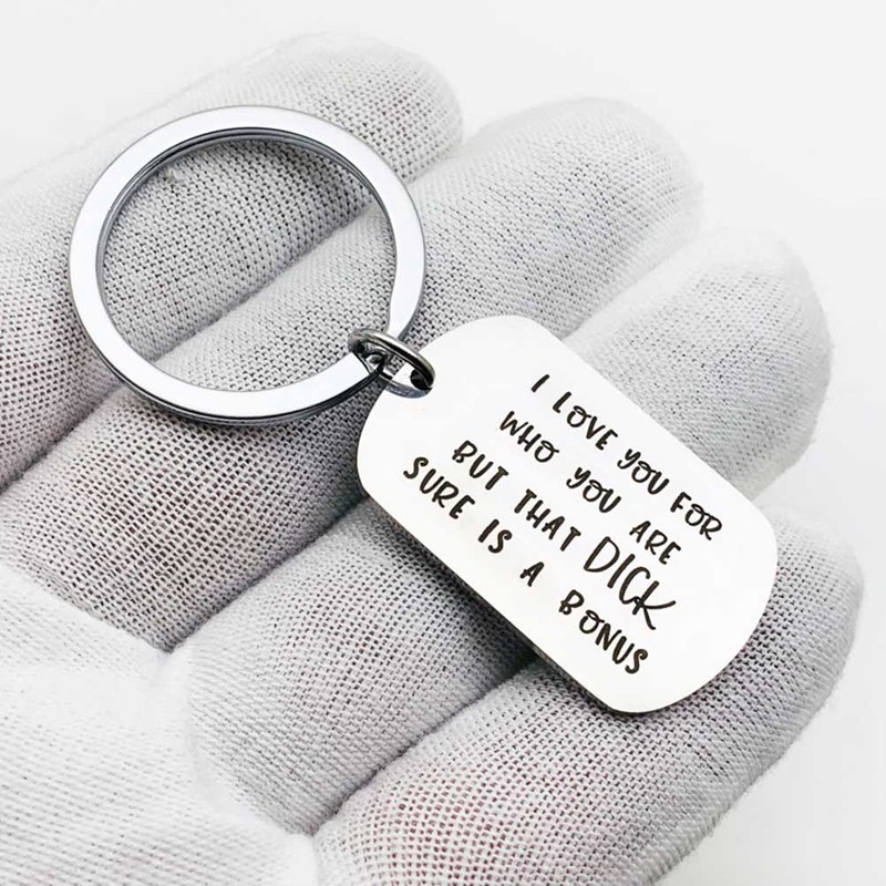Móc khóa cặp in chữ I Love You For Who You are But that dick thời trang