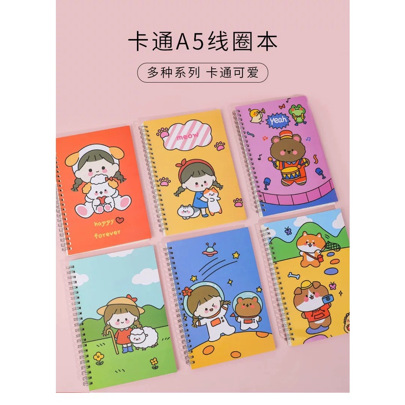 Set 3 quyển sổ, quyển vở gáy xoắn A5 kẻ ngang nhiều mẫu khác nhau