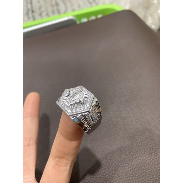 Nhẫn nam nạm đá bạc phủ vàng trắng sắc nét NGỌC MẬU