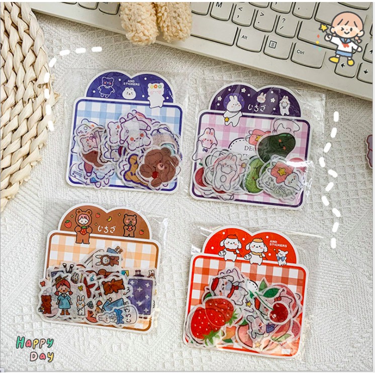 40 sticker washi decor sổ tay, bàn học dễ thương A3B01