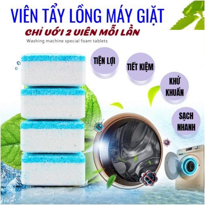 Hộp viên Tẩy Lồng Máy Giặt Viên Tẩy Vệ Sinh Lồng Máy Giặt Khử Mùi - Diệt Khuẩn - Tẩy Sạch Cặn Bẩn Máy Giặt