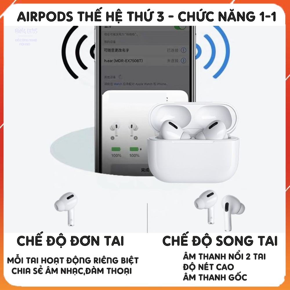 Tai Nghe Bluetooth Airpods pro TWS - 05  Định Vị Đổi Tên Sạc Không Dây Chức Năng Nguyên Bản 1:1