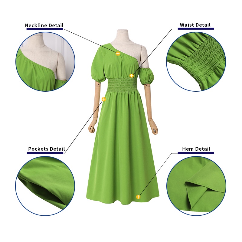 Đầm ZANZEA dáng chữ A hở vai tay ngắn eo cao đàn hồi phong cách Châu Âu thời trang dành cho nữ