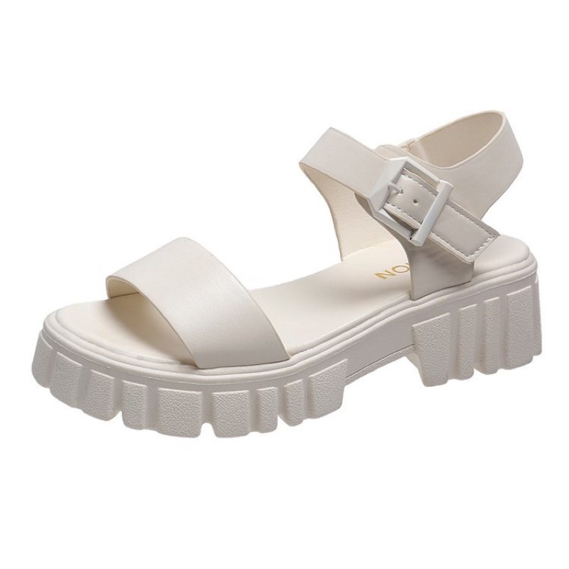 Sandal nữ sandal ulzzang 2 quai đế cao 5cm hai màu đen trắng