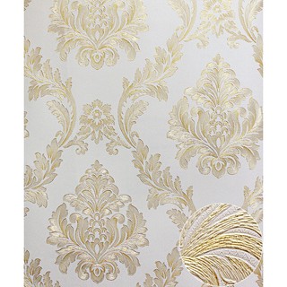 SALE-Giấy dán tường hoa văn châu âu màu vàng