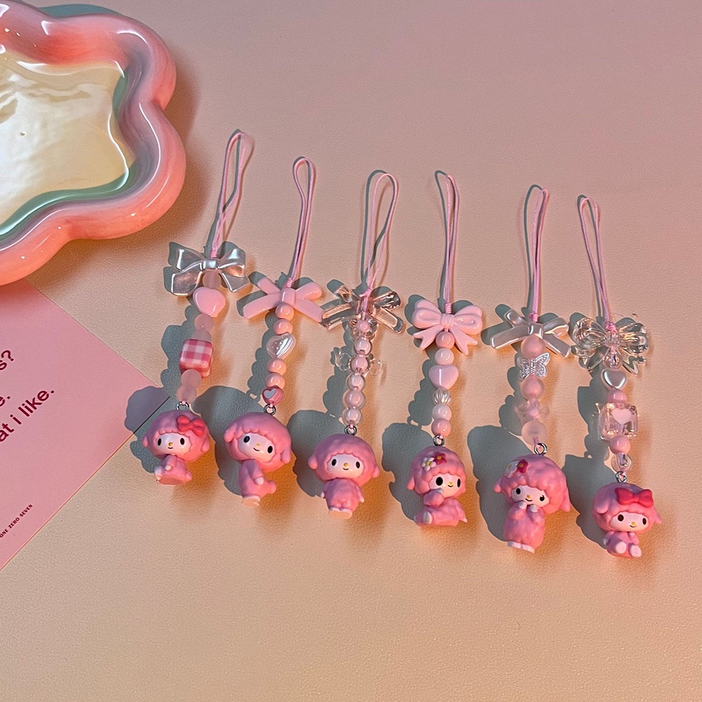 Móc Khóa Điện Thoại Hình Cừu Hồng Dễ Thương Diy